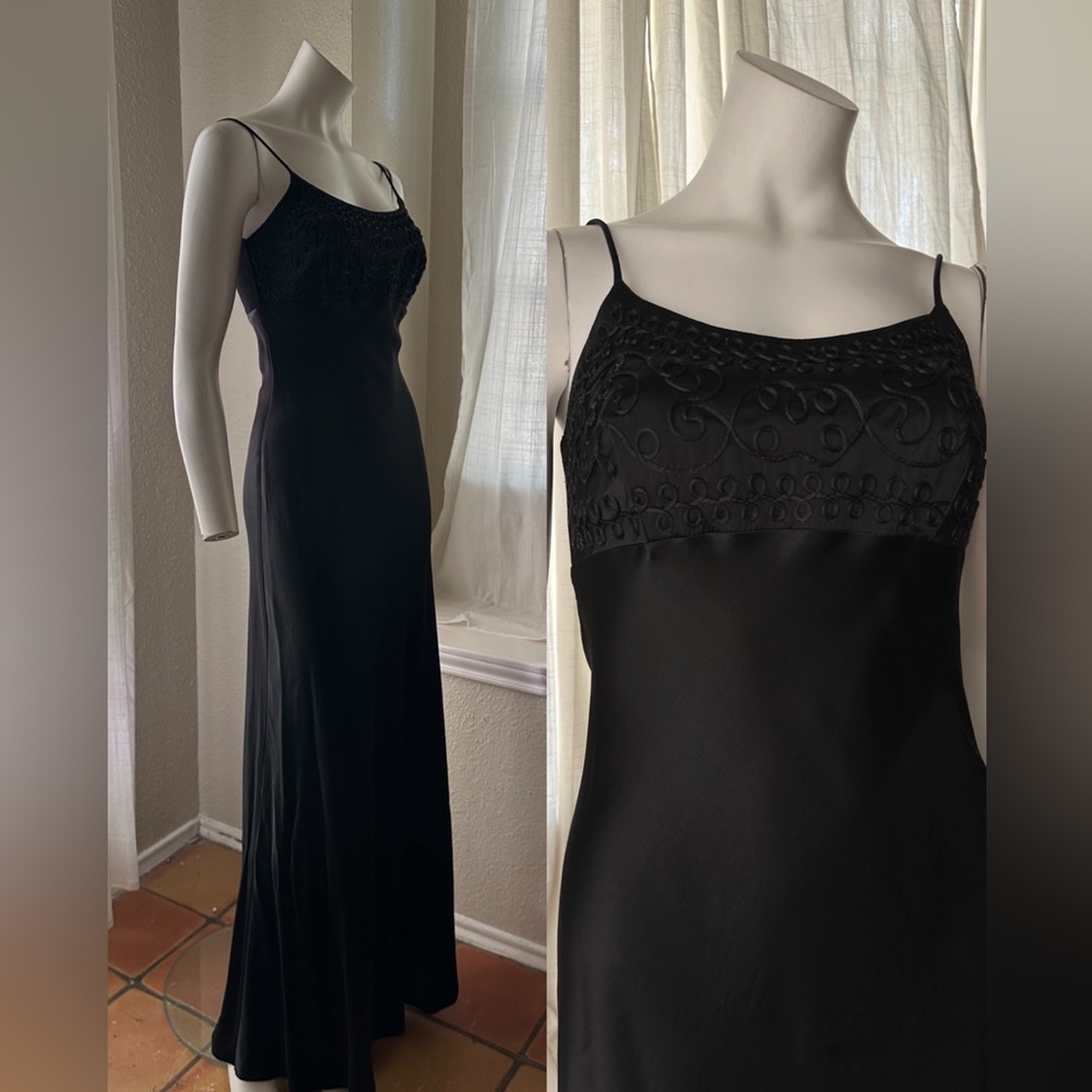 Vintage 90s Goth Grunge Vampy Satin Evening Dress Size Small